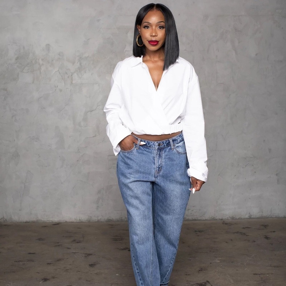Future Collective‎ - High-Rise Faded Boyfriend Jeans - Size 12 - Light Blue